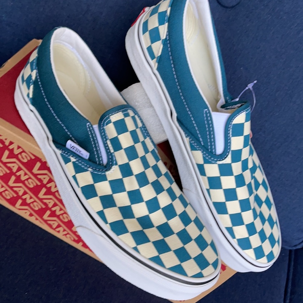 Vans Classic Slip-On Checkerboard Blue Coral/True White WMNS - Picture 8 of 16